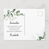 Elegante Eucalyptus Bridesmaid Vorschlagskarte Postkarte (Rückseite)