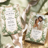 Elegante Eucalyptus Gold Frame Save the Date Karte