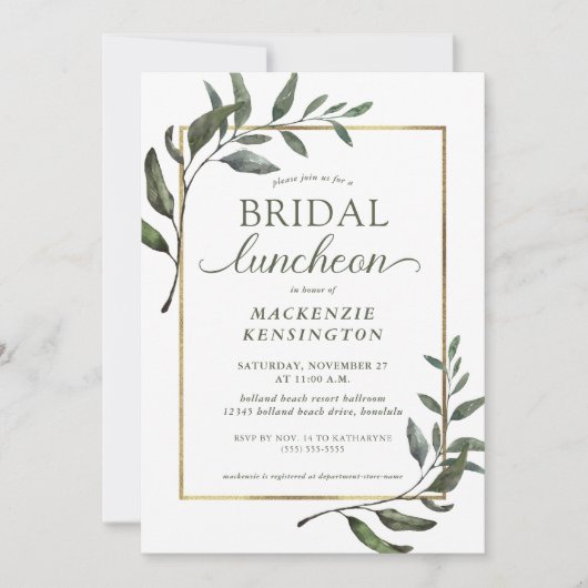 Elegante Eucalyptus Gold Frische Pasta machen Einladung (Vorderseite)