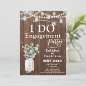 Elegante Eucalyptus Mason Jar I DO Engagement Part Einladung (Stehend Vorderseite)