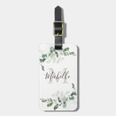 Elegante Eucalyptus Monogram Script Name Gepäckanhänger (Vorderseite vertikal)