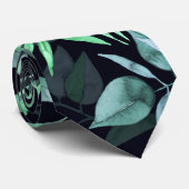 Elegante Eucalyptus Navy Blue Watercolor Blume Krawatte (Gerollt)