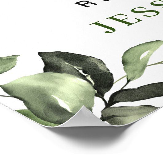 Elegante Eucalyptus PROBE DINNER Begrüßungszeichen Poster (Ecke)