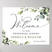 Elegante Eucalyptus PROBE DINNER Begrüßungszeichen Poster (Vorne)