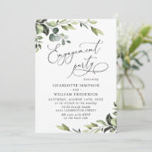 Elegante Eucalyptus Watercolor ENGAGEMENT PARTY Einladung (Stehend Vorderseite)