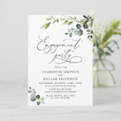 Elegante Eucalyptus Watercolor ENGAGEMENT PARTY Einladung (Stehend Vorderseite)