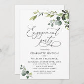 Elegante Eucalyptus Watercolor ENGAGEMENT PARTY Einladung (Vorne/Hinten)