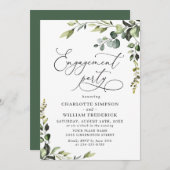 Elegante Eucalyptus Watercolor ENGAGEMENT PARTY Einladung (Vorne/Hinten)