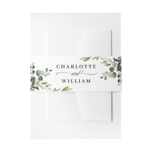 Elegante Eucalyptus Watercolor Floral Wedding Einladungsbanderole (Vorderseite Beispiel)