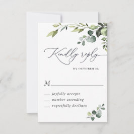 Elegante Eucalyptus Watercolor Floral Wedding RSVP Karte