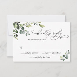Elegante Eucalyptus Watercolor Floral Wedding RSVP Karte