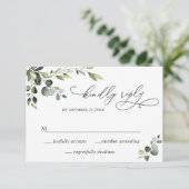 Elegante Eucalyptus Watercolor Floral Wedding RSVP Karte (Stehend Vorderseite)