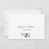 Elegante Eucalyptus Watercolor Floral Wedding RSVP Karte (Rückseite)