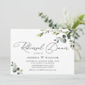 Elegante Eucalyptus Watercolor PROBE DINNER Einladung (Stehend Vorderseite)