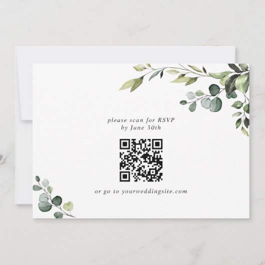 Elegante Eucalyptus Watercolor PROBE DINNER Einladung (Rückseite)