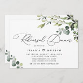 Elegante Eucalyptus Watercolor PROBE DINNER Einladung (Vorne/Hinten)