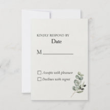 Elegante Eucalyptus Watercolor Wedding RSVP Card