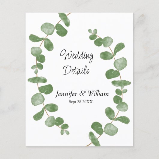 Elegante Eucalyptus Wedding Enclosure Card (Rückseite)