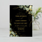 Elegante Eucalyptus Wedding Gold Einladung (Stehend vorne)