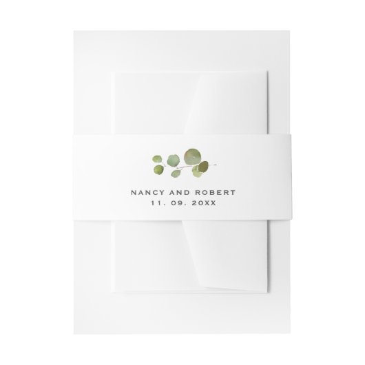 Elegante Eucalyptus Wedding Invitation Bly Band (Vorderseite Beispiel)