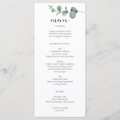 Elegante Eucalyptus Wedding Menu Card Menükarte (Vorderseite)