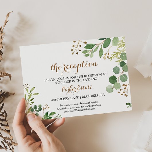 Elegante Eucalyptus Wedding Reception Card Einladung