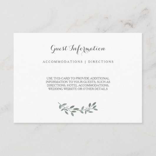 Elegante Eucalyptus Wedding Suite Insert Card (Vorderseite)