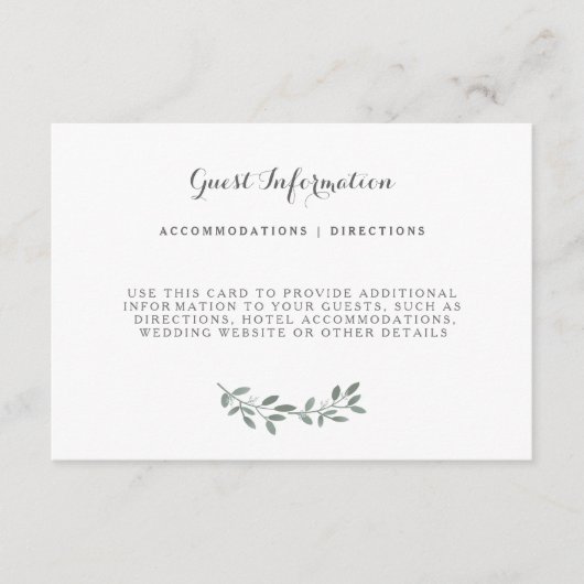 Elegante Eucalyptus Wedding Suite Insert Card (Vorderseite)