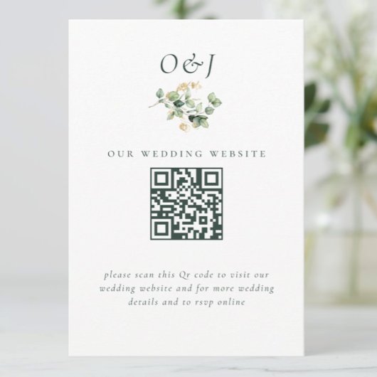 Elegante eucalyptus Wedding Website Enclosure Card Begleitkarte