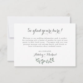Elegante Eucalyptus Wedding Welcome Hotel Card RSVP Karte