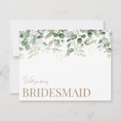 Elegante Eucalyptus White Bridesmaid Vorschlagskar Save The Date (Vorderseite)