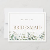 Elegante Eucalyptus White Bridesmaid Vorschlagskar Save The Date (Vorderseite)