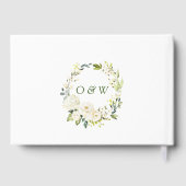 Elegante Eucalyptus White Roses Floral Wedding Gästebuch (Rückseite)