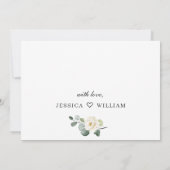 Elegante Eucalyptus White Roses Floral Wedding Save The Date (Rückseite)