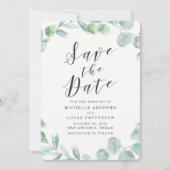Elegante Eucalyptus Wreath Save the Date Card (Vorderseite)