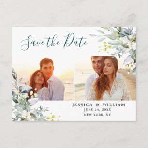 Elegante Eukalyptus 2 FOTO Hochzeit Save the Date Postkarte