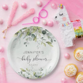 Elegante Eukalyptus-Babydusche Pappteller (Party)