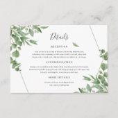 Elegante Eukalyptus-Blätter Hochzeitdetails Begleitkarte (Vorderseite)