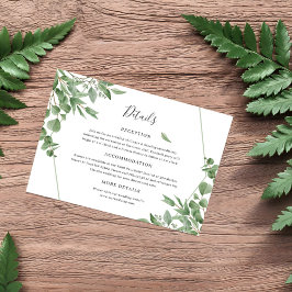 Elegante Eukalyptus-Blätter Hochzeitdetails Begleitkarte