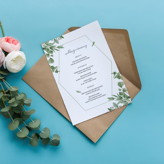 Elegante Eukalyptus-Blätter Hochzeitsprogramme