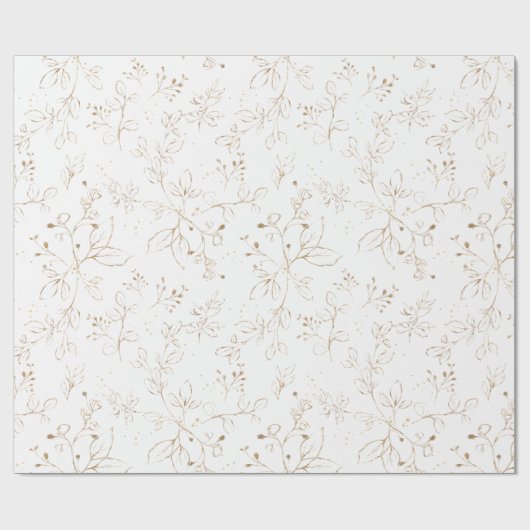 Elegante Eukalyptus-Blätter Imitate Gold Hübsch Geschenkpapier (Flach)