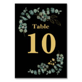 Elegante Eukalyptus-Blätter Imitate Gold Tischnummer (Vorderseite)