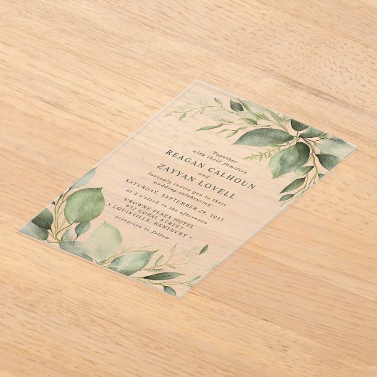 Elegante Eukalyptus-Blätter Moderne Hochzeiten Acryleinladungen (Ablage )