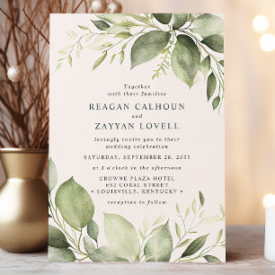 Elegante Eukalyptus-Blätter Moderne Hochzeiten Einladung