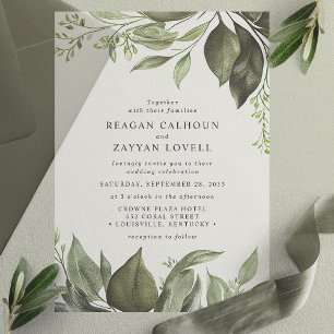 Elegante Eukalyptus-Blätter Moderne Hochzeiten Pergament Einladungen