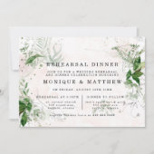 Elegante Eukalyptus-Blätter Rosa Probe Abendessen Einladung (Vorderseite)