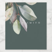 Elegante Eukalyptus-Blätter Weinetikett (Einzelnes Label)