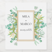 Elegante Eukalyptus-Blätter Weinetikett (Einzelnes Label)