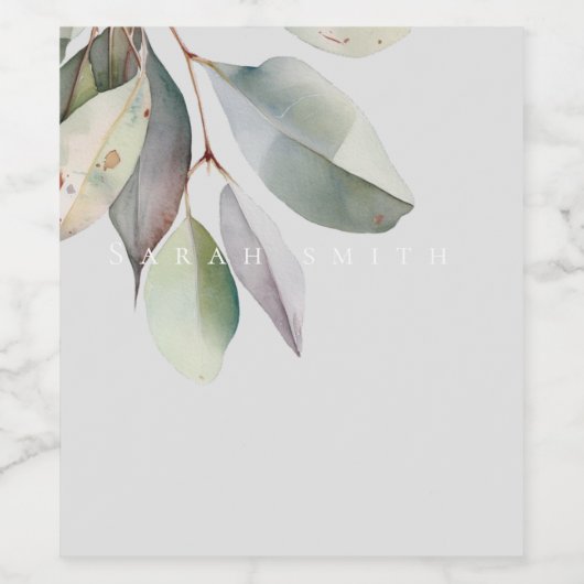 Elegante Eukalyptus-Blätter Weinetikett (Einzelnes Label)