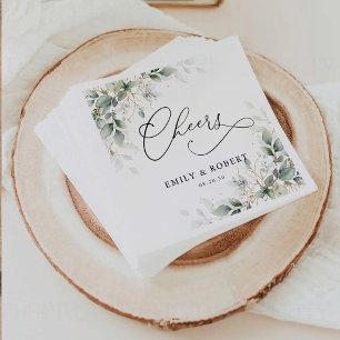 Elegante Eukalyptus Blumen Grüne Hochzeitsserviett Serviette